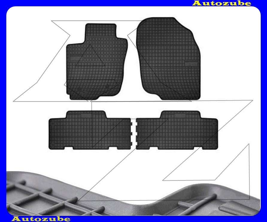 Gumiszőnyeg garnitúra (4db) méretpontos - 3mm vastagságú - 10mm magas peremmel, vanília illattal 