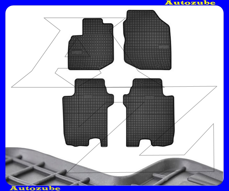 Gumiszőnyeg garnitúra (4db) méretpontos - 3mm vastagságú - 10mm magas peremmel, vanília illattal 