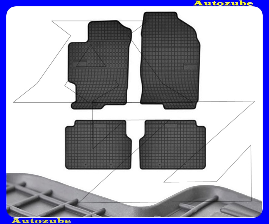 Gumiszőnyeg garnitúra (4db) méretpontos - 3mm vastagságú - 10mm magas peremmel, vanília illattal 