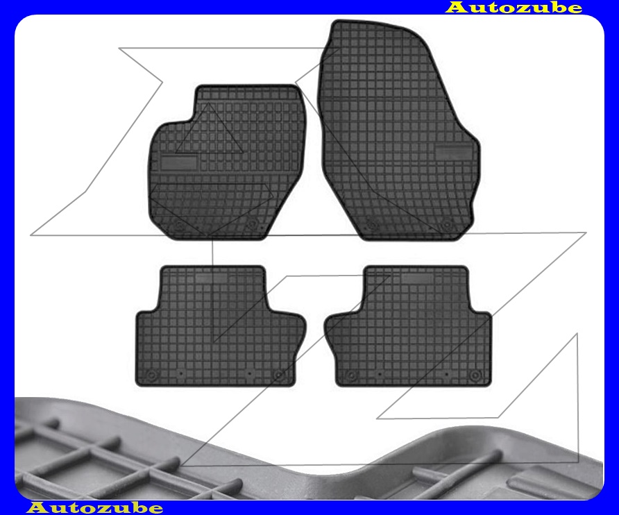 Gumiszőnyeg garnitúra (4db) méretpontos - 3mm vastagságú - 10mm magas peremmel, vanília illattal 