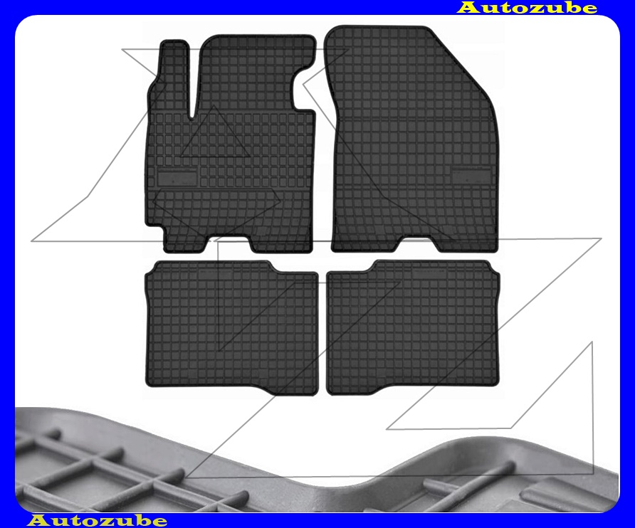 Gumiszőnyeg garnitúra (4db) méretpontos - 3mm vastagságú - 10mm magas peremmel, vanília illattal 