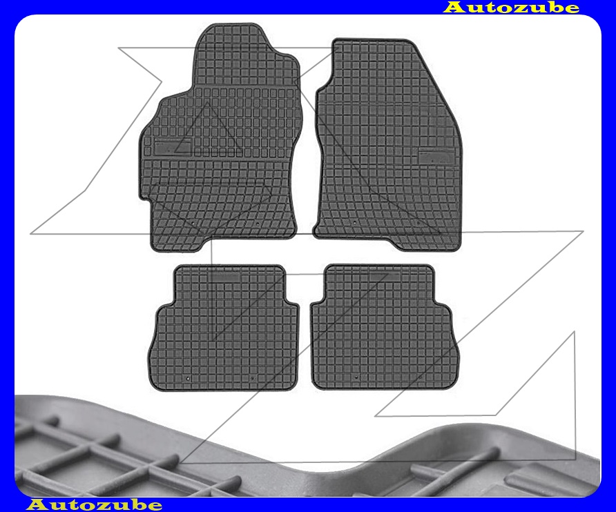 Gumiszőnyeg garnitúra (4db) méretpontos - 3mm vastagságú - 10mm magas peremmel, vanília illattal 