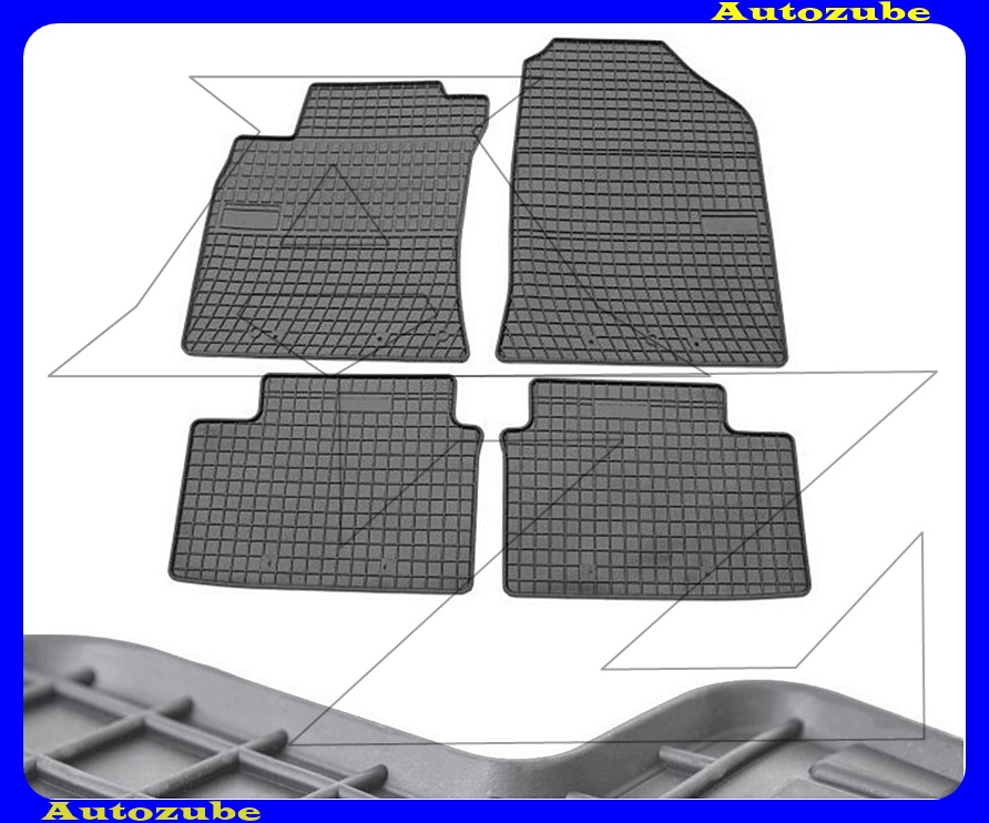 Gumiszőnyeg garnitúra (4db) méretpontos - 3mm vastagságú - 10mm magas peremmel, vanília illattal 