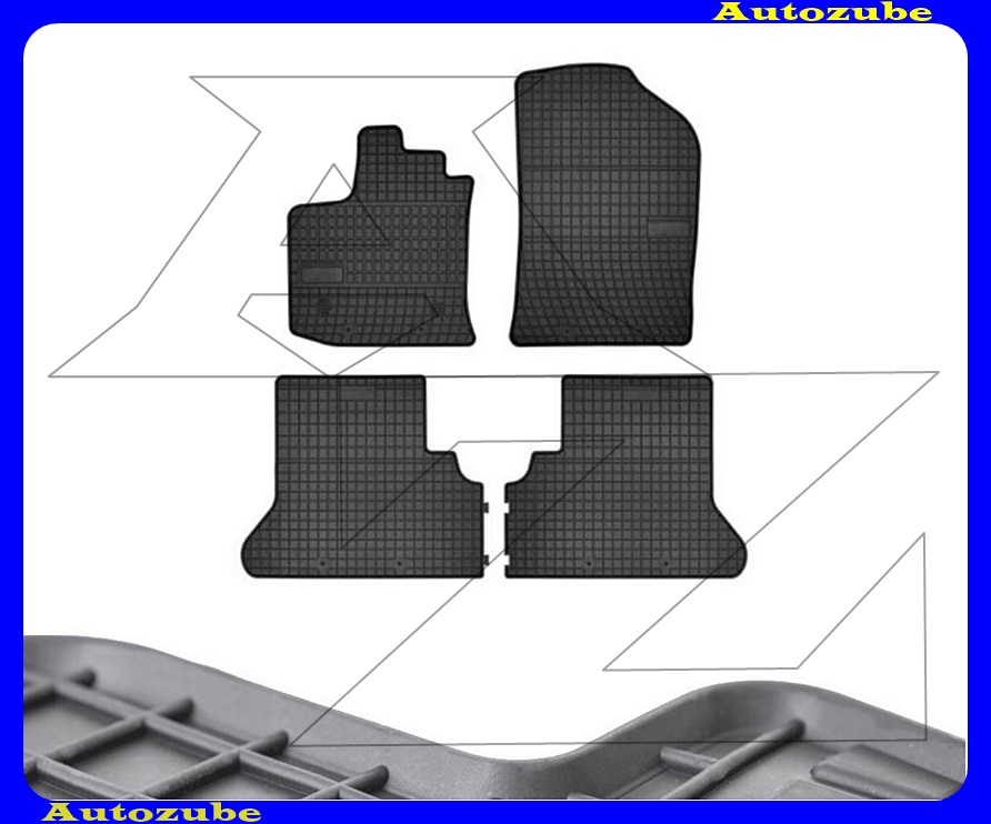 Gumiszőnyeg garnitúra (4db) méretpontos - 3mm vastagságú - 10mm magas peremmel, vanília illattal 