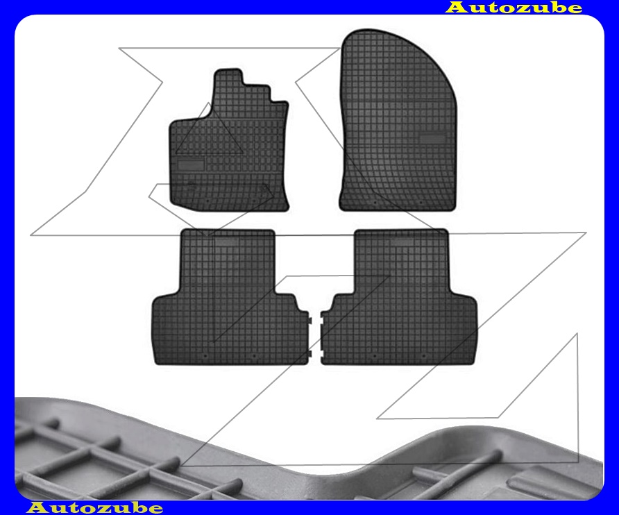 Gumiszőnyeg garnitúra (4db) méretpontos - 3mm vastagságú - 10mm magas peremmel, vanília illattal 