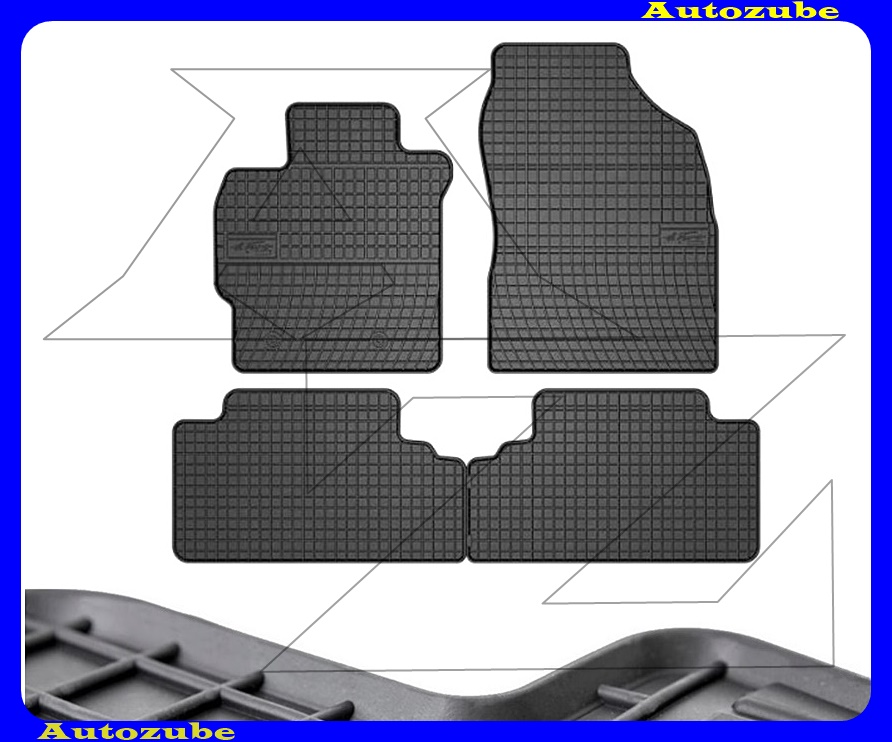 Gumiszőnyeg garnitúra (4db) méretpontos - 3mm vastagságú - 10mm magas peremmel, vanília illattal 