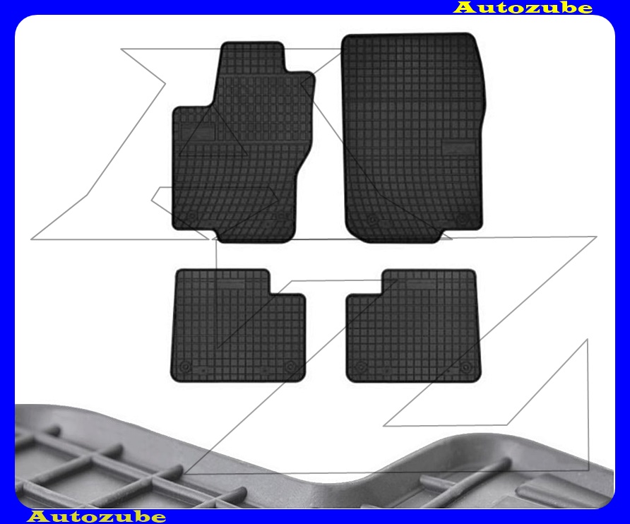 Gumiszőnyeg garnitúra (4db) méretpontos - 3mm vastagságú - 10mm magas peremmel, vanília illattal 