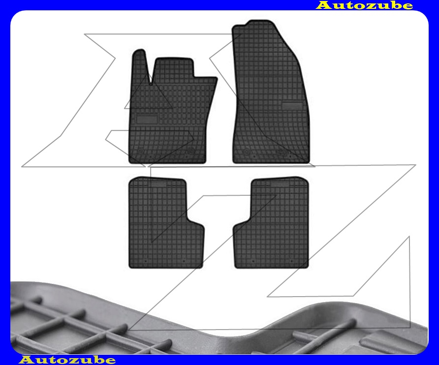 Gumiszőnyeg garnitúra (4db) méretpontos - 3mm vastagságú - 10mm magas peremmel, vanília illattal 