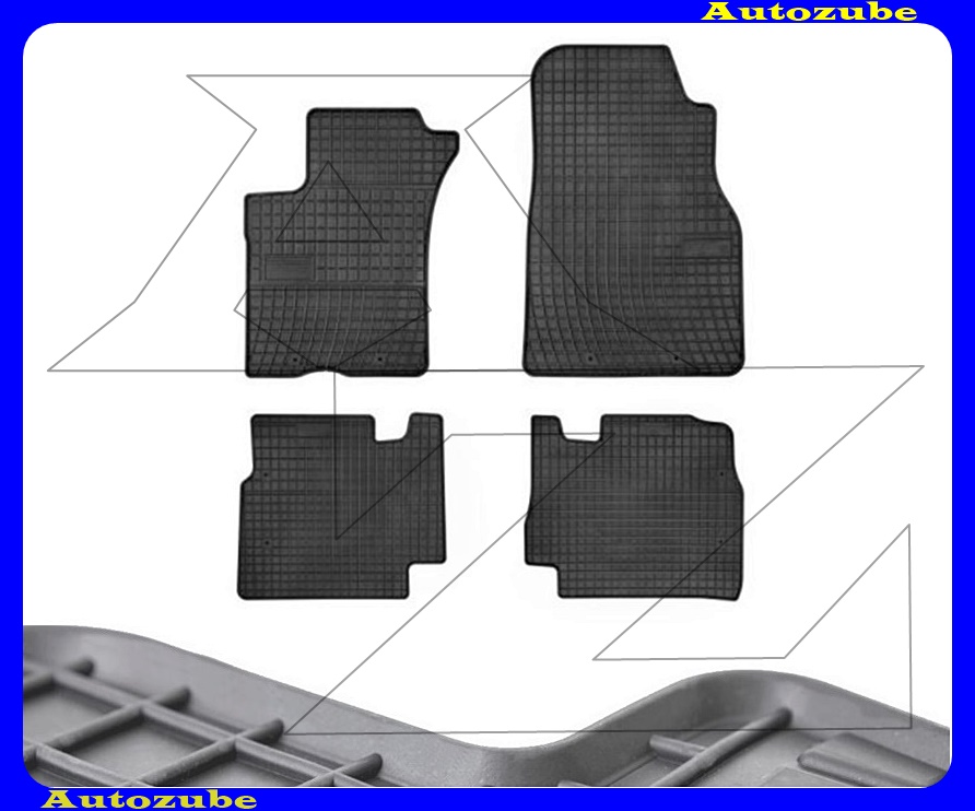 Gumiszőnyeg garnitúra (4db) méretpontos - 3mm vastagságú - 10mm magas peremmel, vanília illattal 