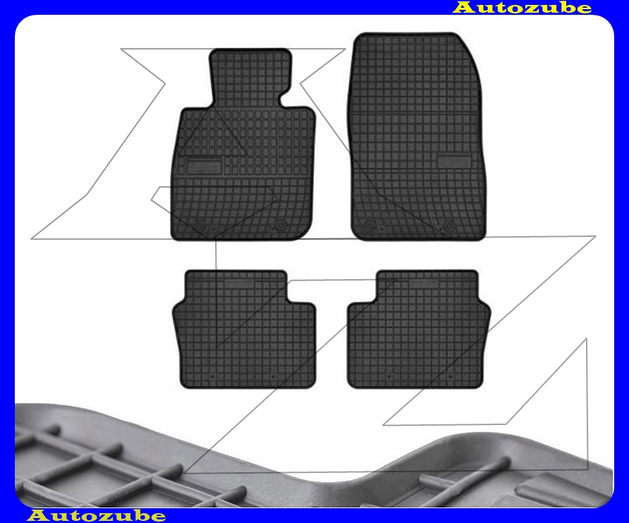 Gumiszőnyeg garnitúra (4db) méretpontos - 3mm vastagságú - 10mm magas peremmel, vanília illattal 