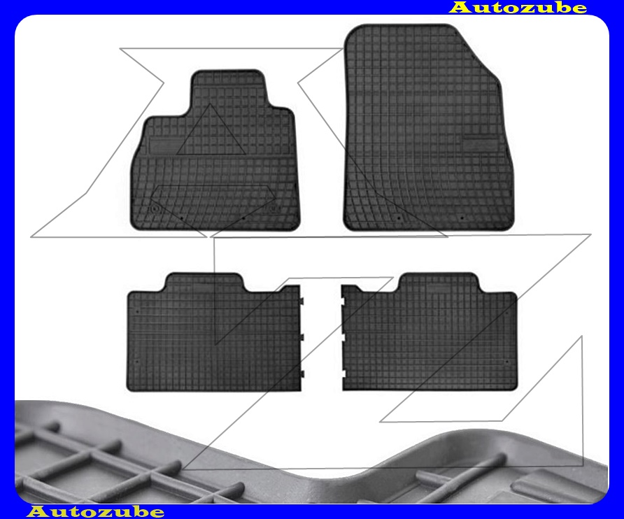 Gumiszőnyeg garnitúra (4db) méretpontos - 3mm vastagságú - 10mm magas peremmel, vanília illattal 