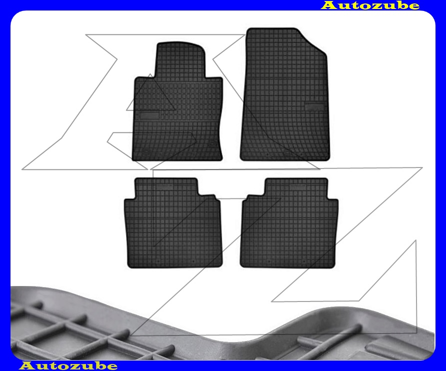 Gumiszőnyeg garnitúra (4db) méretpontos - 3mm vastagságú - 10mm magas peremmel, vanília illattal 