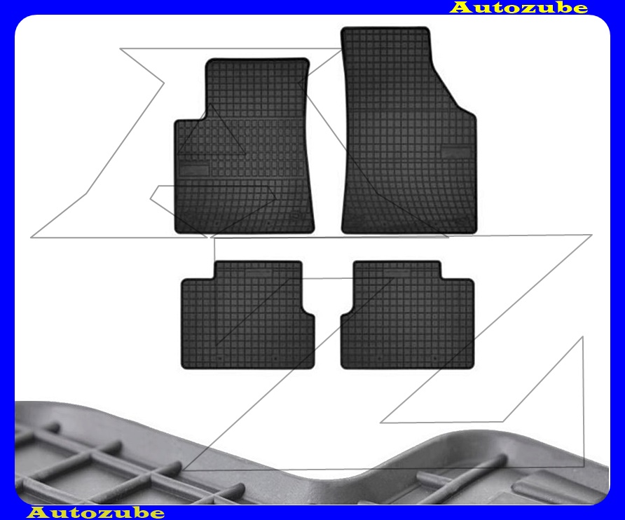 Gumiszőnyeg garnitúra (4db) méretpontos - 3mm vastagságú - 10mm magas peremmel, vanília illattal 