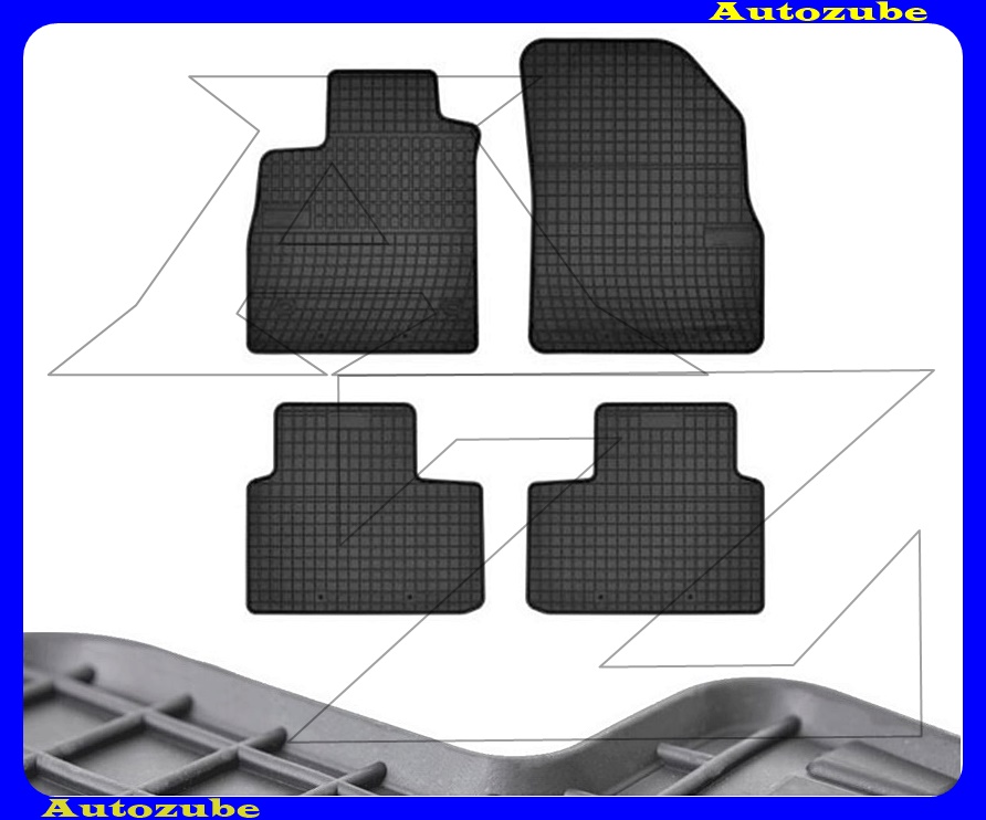 Gumiszőnyeg garnitúra (4db) méretpontos - 3mm vastagságú - 10mm magas peremmel, vanília illattal 