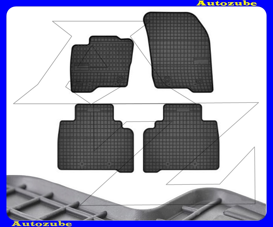 Gumiszőnyeg garnitúra (4db) méretpontos - 3mm vastagságú - 10mm magas peremmel, vanília illattal 