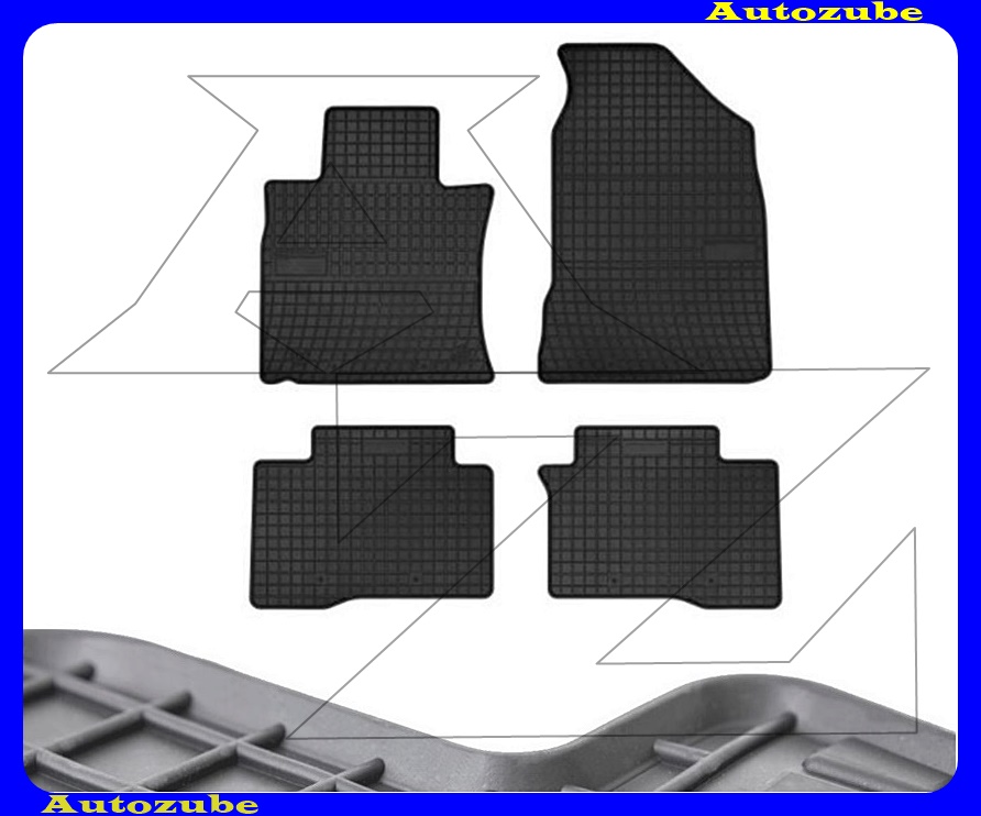 Gumiszőnyeg garnitúra (4db) méretpontos - 3mm vastagságú - 10mm magas peremmel, vanília illattal 