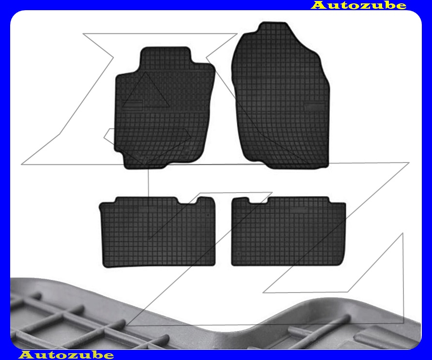 Gumiszőnyeg garnitúra (4db) méretpontos - 3mm vastagságú - 10mm magas peremmel, vanília illattal 