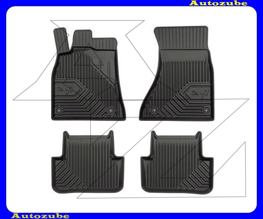 Gumiszőnyeg garnitúra (4db) méretpontos, 2-3mm vastagságú, 35-40mm magas peremmel - kíválló mínőségű gumi, vanília illattal 