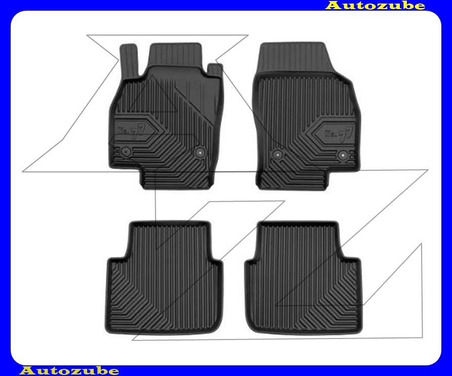 Gumiszőnyeg garnitúra (4db) méretpontos, 2-3mm vastagságú, 35-40mm magas peremmel - kíválló mínőségű gumi, vanília illattal 