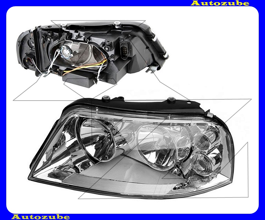 Fényszóró bal (H7/H1) króm házas, motorral  {DEPO}   /RENDELÉSRE/