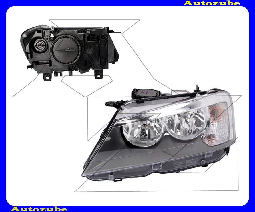 Fényszóró bal (H7/H7) motorral  {MAGNETI MARELLI}