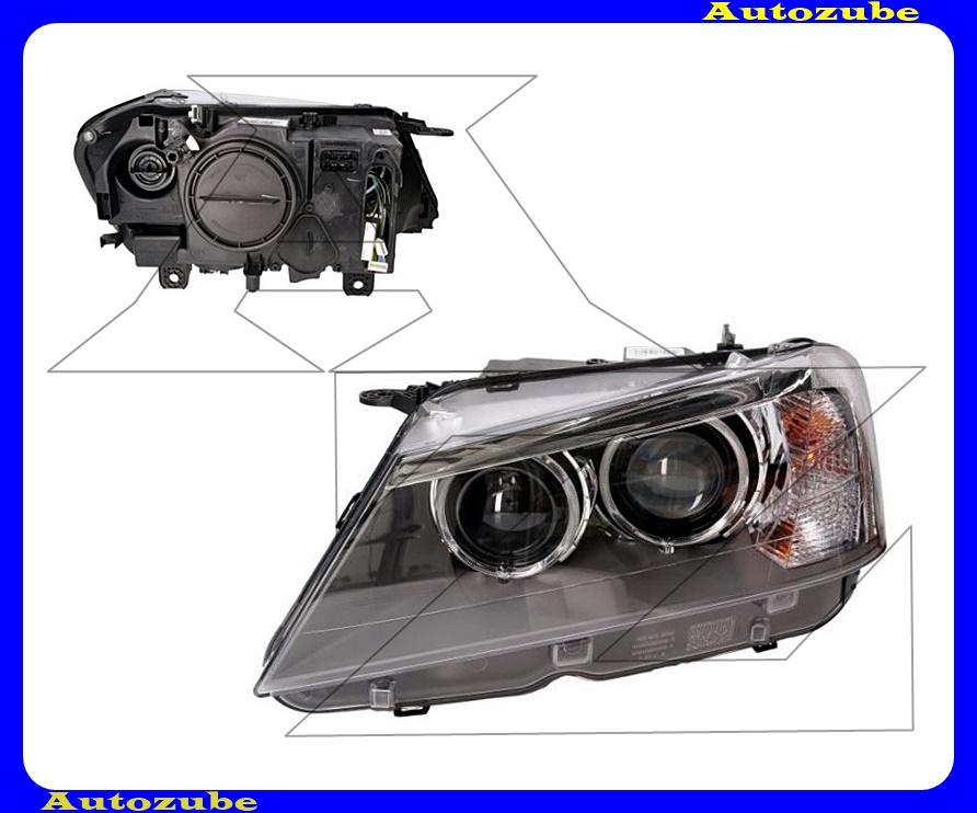 Fényszóró bal Bi-XENON (D2S) kanyarkövetős (izzó és elektronika nélkül)   {MAGNETI MARELLI}  /RENDELÉSRE/
