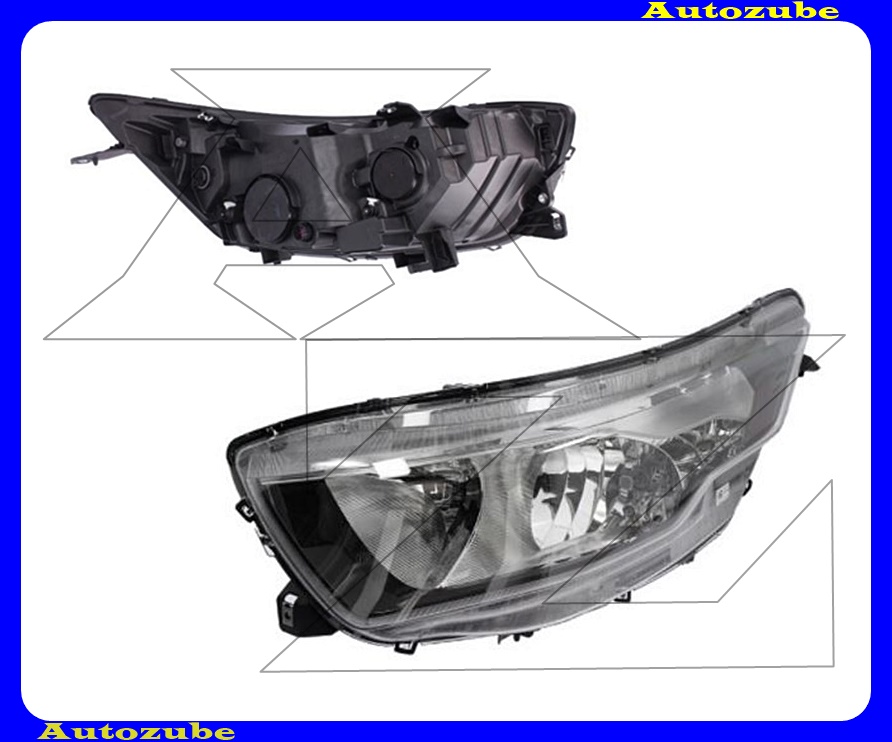 Fényszóró bal (H7/H1) fekete házas, motorral   {MAGNETI MARELLI}