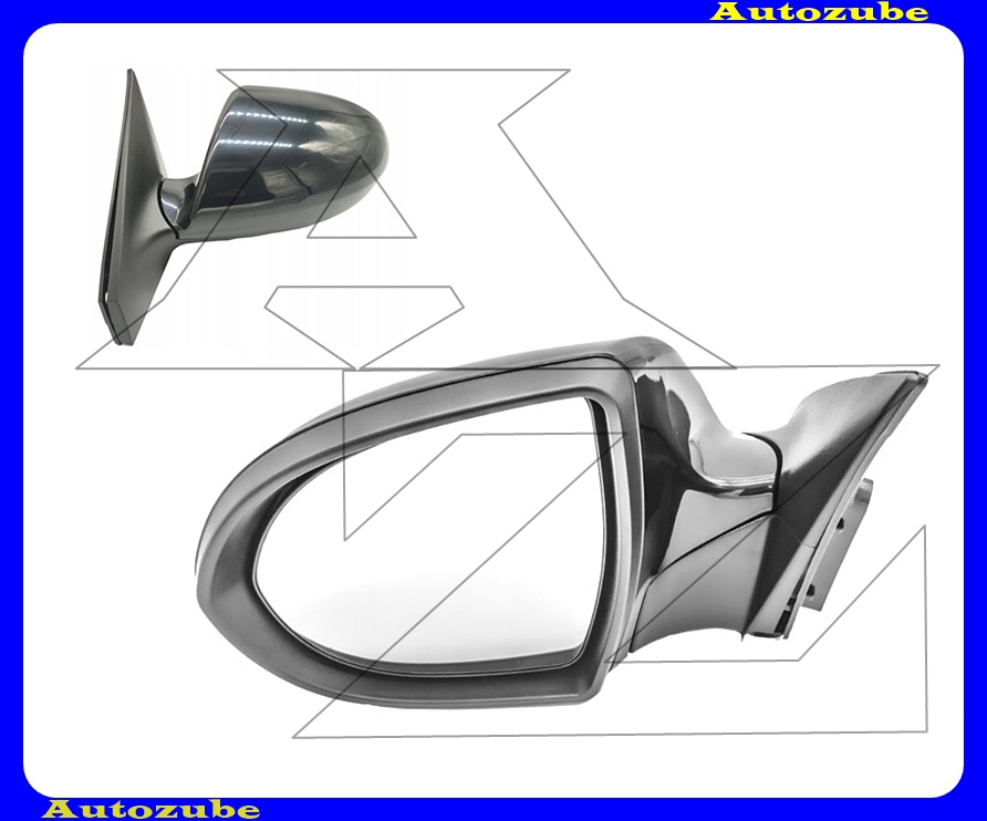 Visszapillantó tükör bal, elektromos, fűthető-domború tükörlappal, fényezhető borítással /5PIN-es/  /RENDELÉSRE/