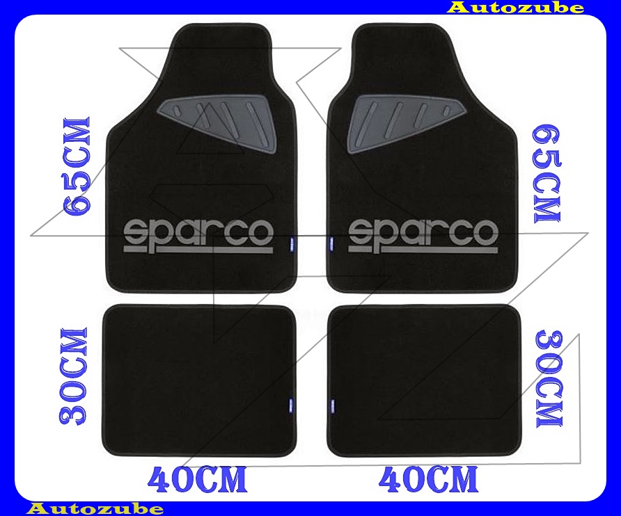 Autószőnyeg szett - Univerzális - textil/gumi (szürke)  (2db első/65x40cm + 2db hátsó/30x40cm) SPARCO  