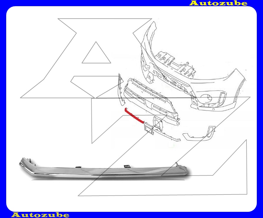 Első lökhárító középső rácsra krómdíszléc jobb