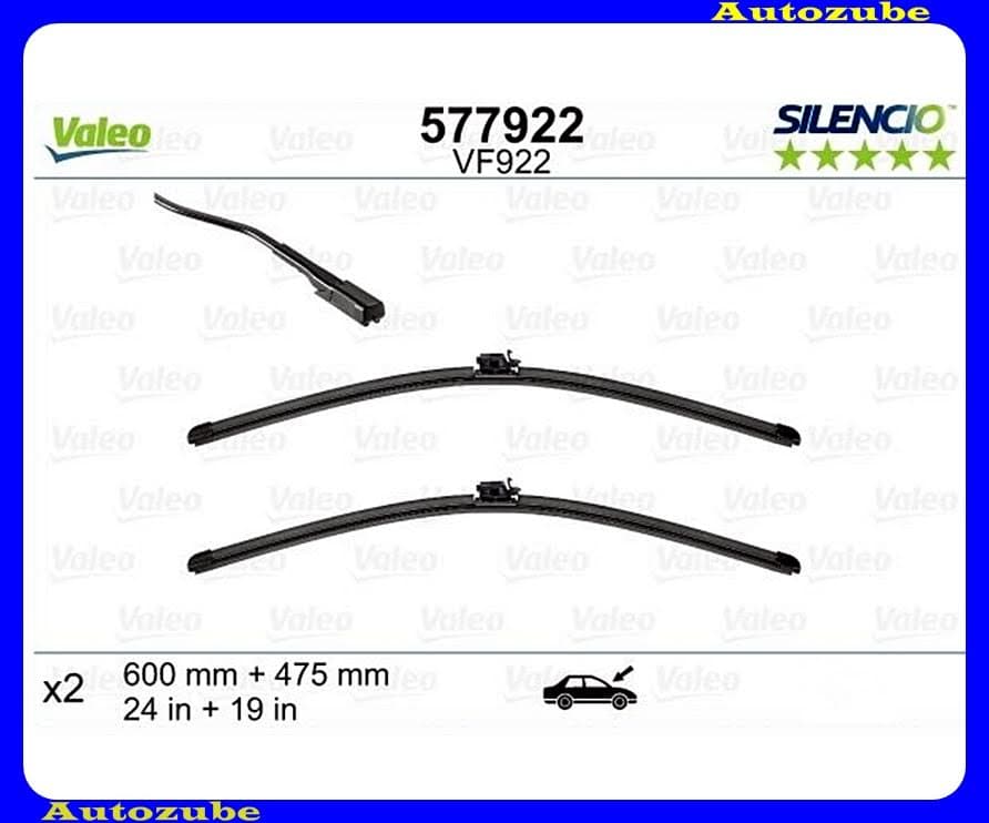 Ablaktörlő lapát szett első 2db/600-475mm (VF922)  {VALEO} SILENCIO