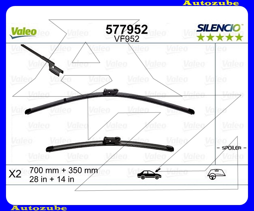 Ablaktörlő lapát szett első 2db/700-350mm (VF952)  {VALEO} SILENCIO